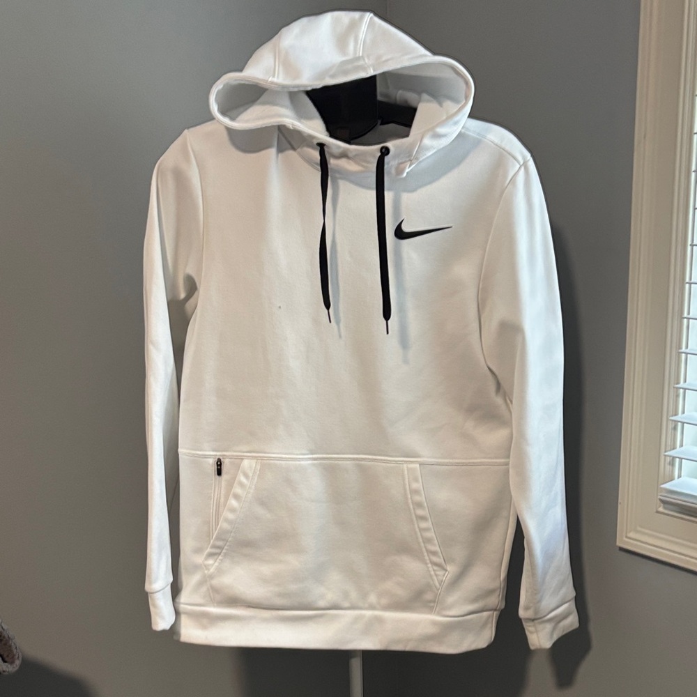 Nike Men's White Hoodie with Black Accents
